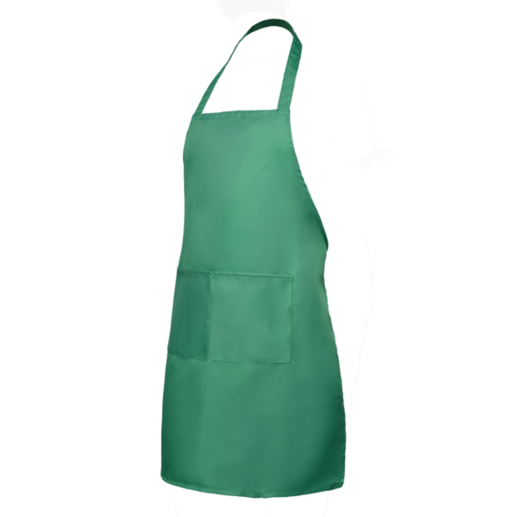 The lively green color of this apron makes it a distinctive and useful corporate gift for various occasions.