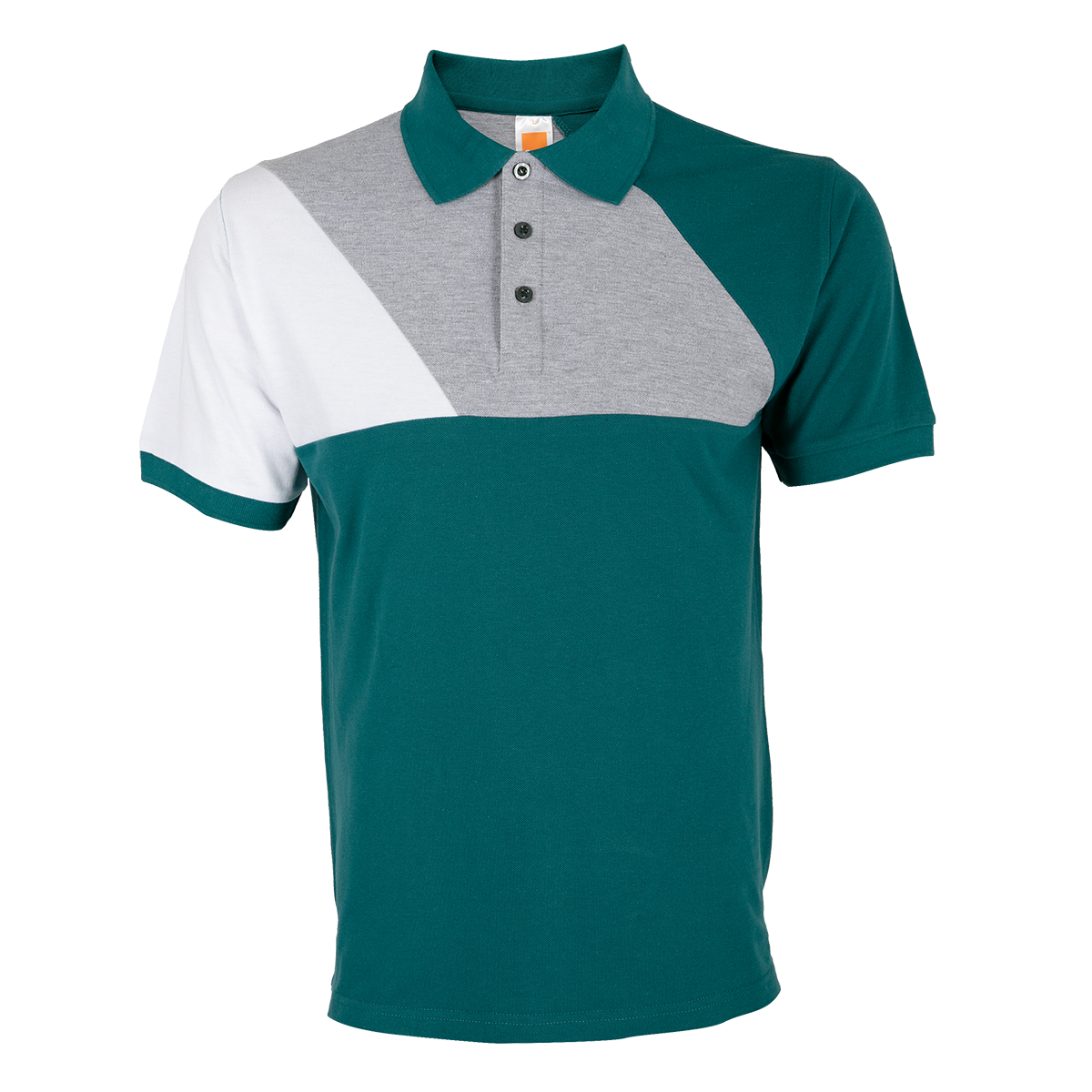 Honeycomb Cut & Sew Colour Block Polo Shirt (Premium) - Midnight Green / Ash Grey / White