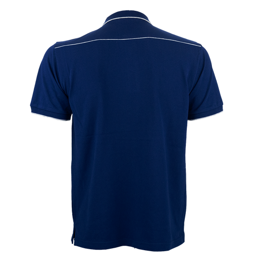 Honeycomb Multi-Colour Tipped Collar Polo Shirt - Navy