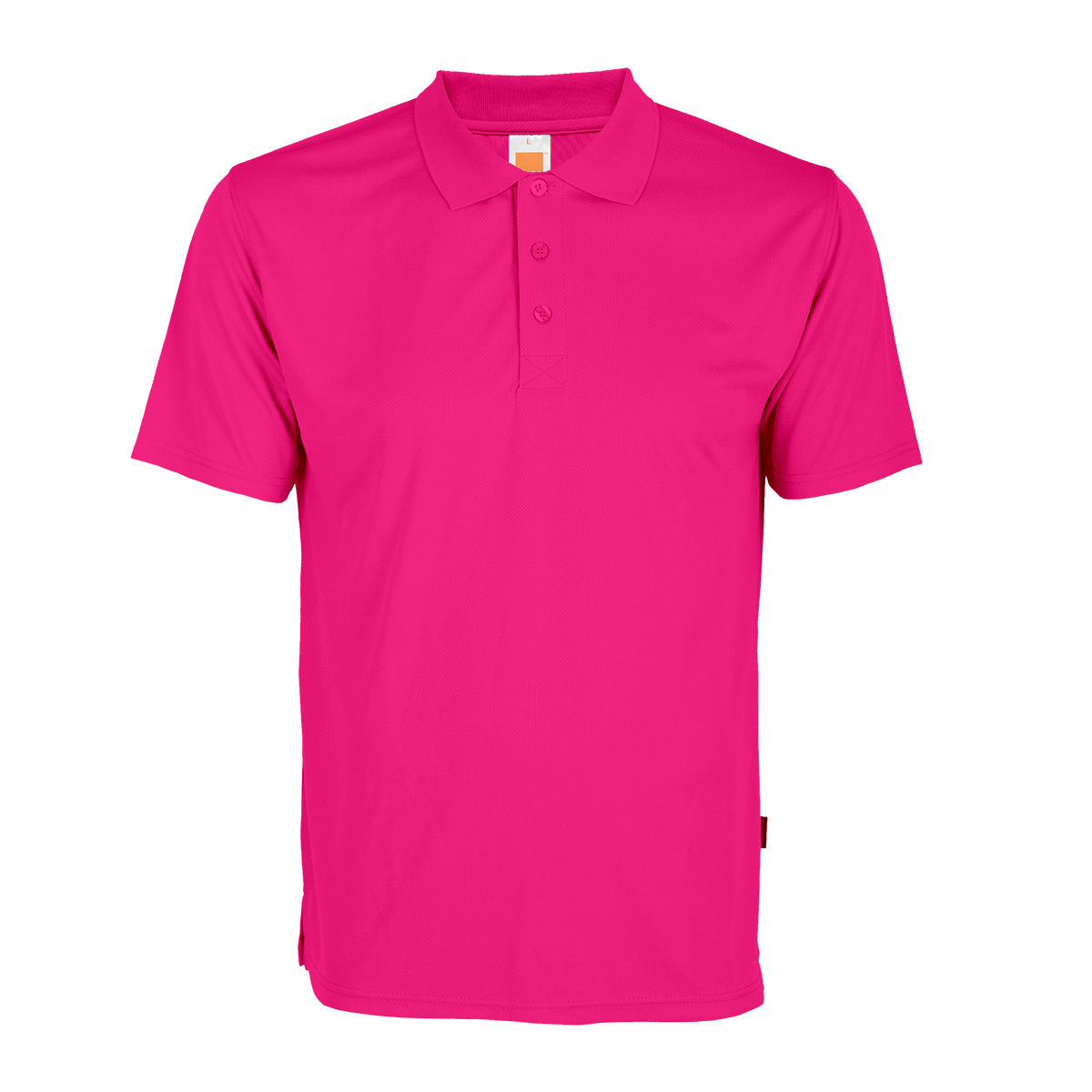 Magenta-shade sweat-wicking polo, a staple for durable corporate wear and events.