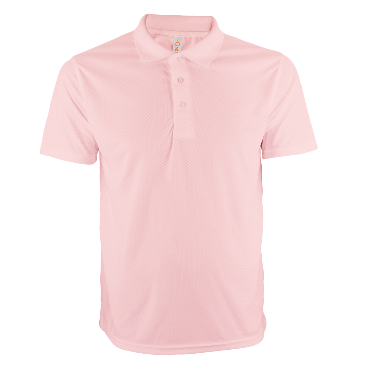 Bright pink dry-fit polo shirt, showcasing the fabric texture and classic style.