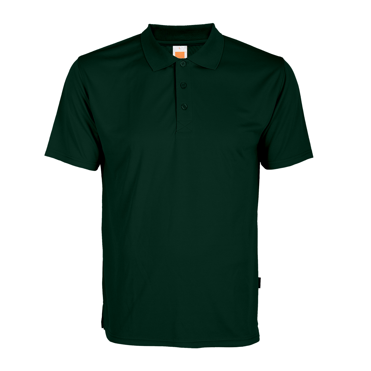 Wholesale forest green dry-fit polo shirt, available for bulk order customization.