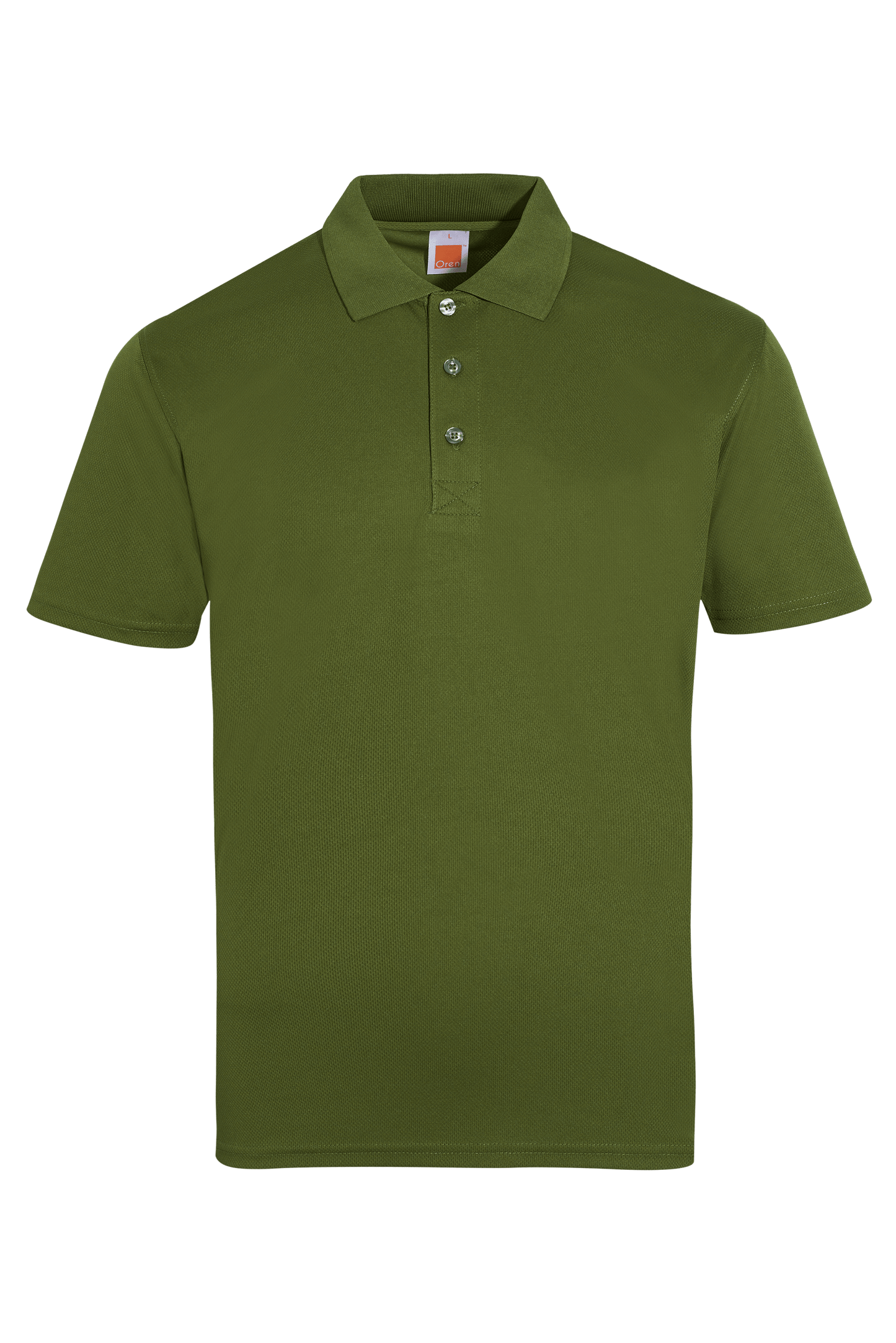 Business casual olive dry polo, offering a sleek uniform solution for diverse teams.