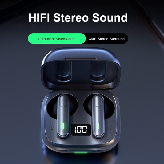 Customizable wireless earphones with HiFi stereo and ultra-clear voice calls, ideal for branded corporate gifts.