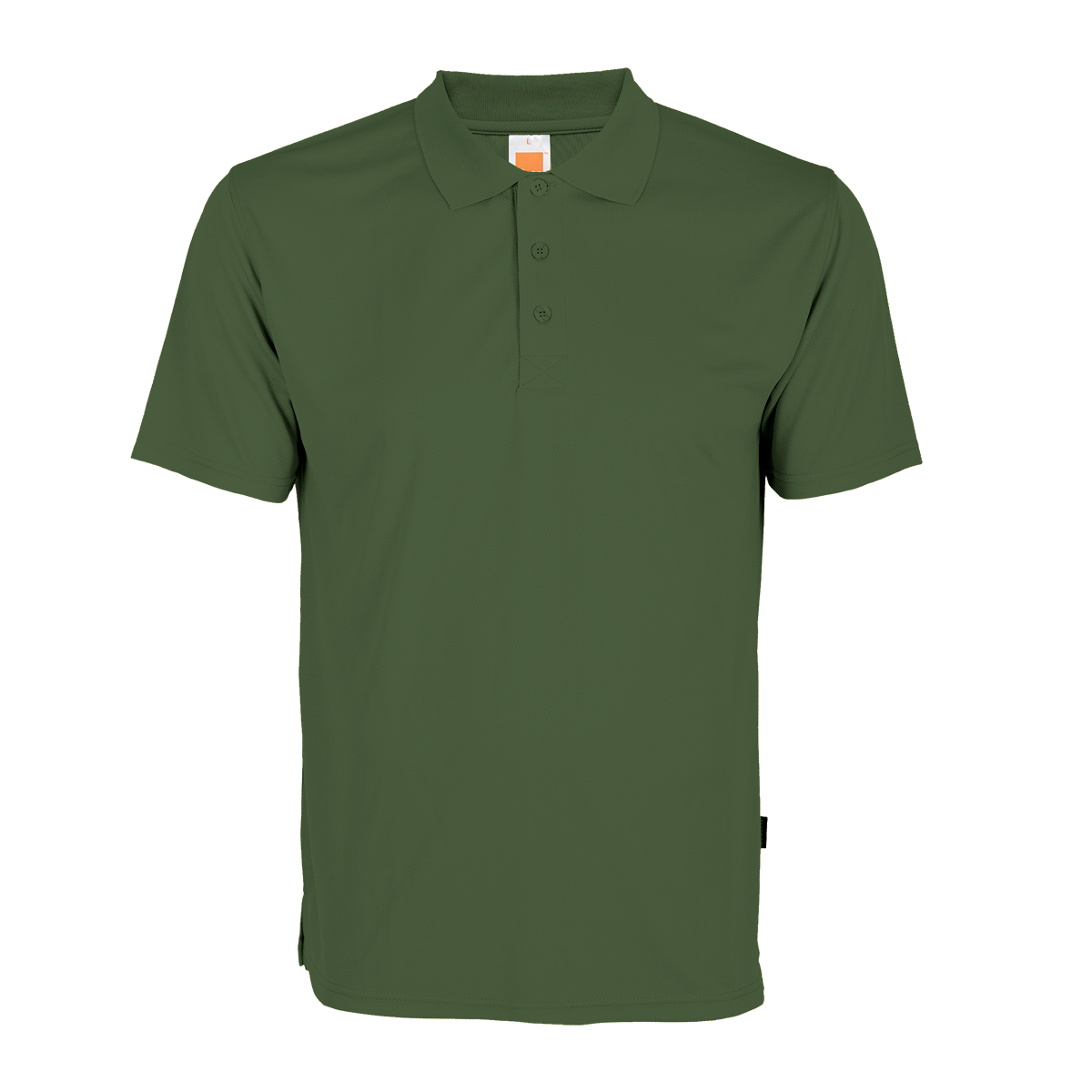 Durable army green performance polo, a high-quality choice for a client gift.