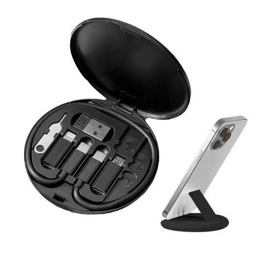 Compact multi-cable charging kit, a practical custom corporate gift and branded business gift for modern professionals.