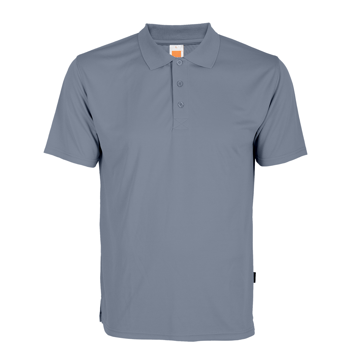 Professional dark grey dry-fit shirt, featuring a classic cut, logo-ready for businesses.