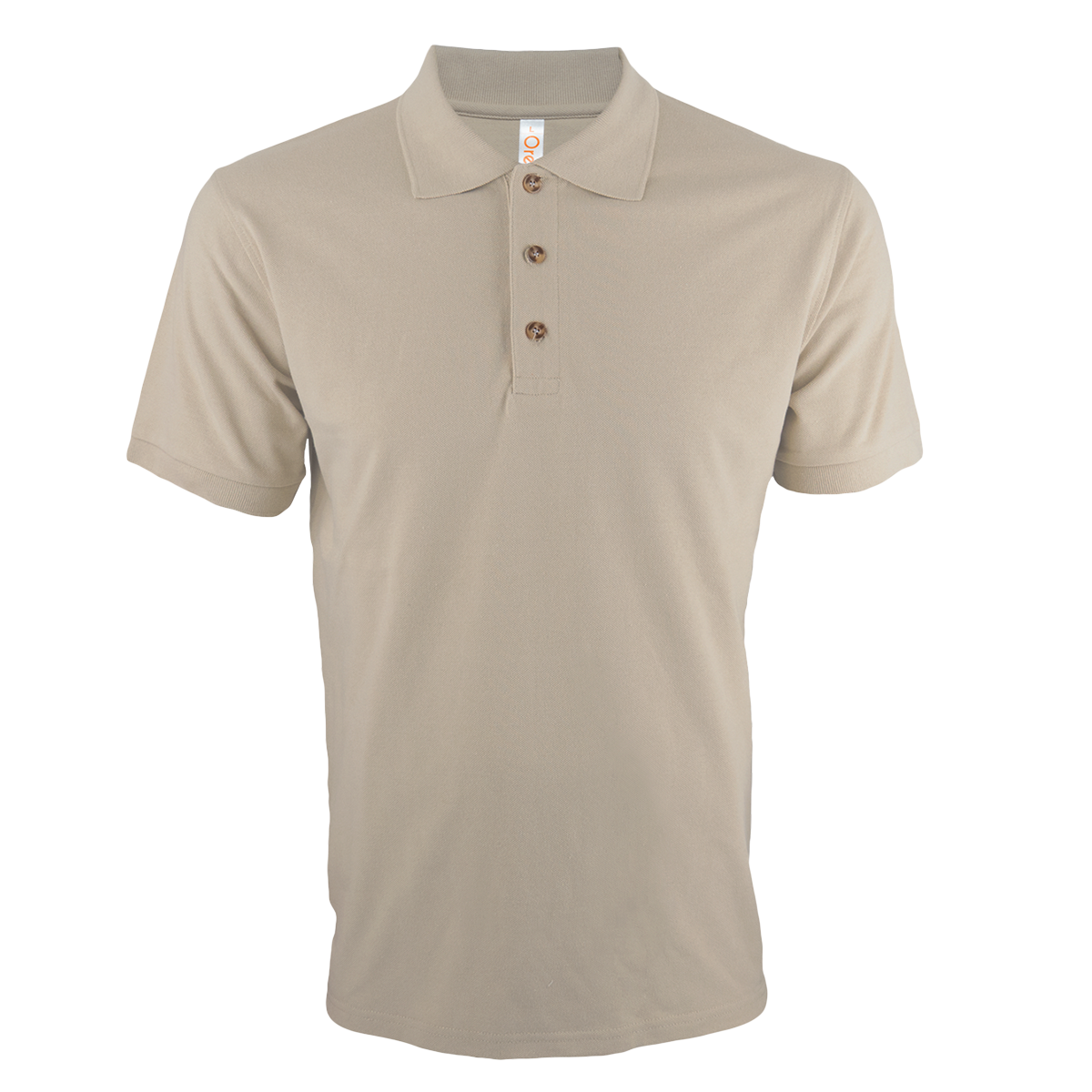 Sand coloured honeycomb polo shirt, a unique and sophisticated option for executive corporate gifts and client appreciation.