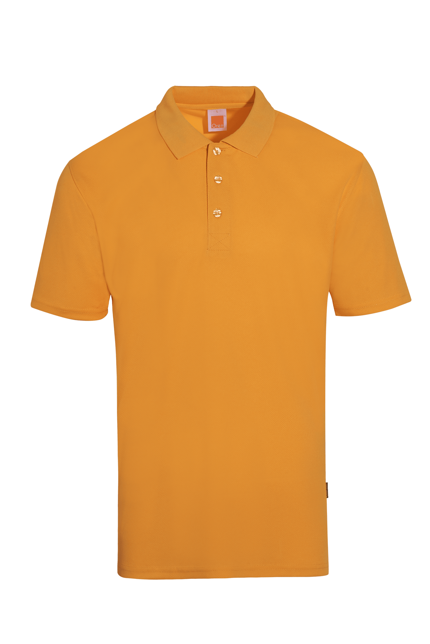 Tailored fit gold dry-fit polo, offering a smart uniform solution for any organization.