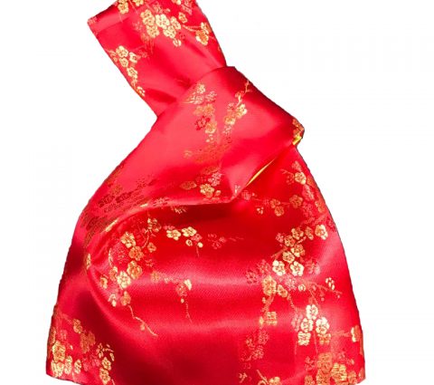 Customizable mandarin orange knot bag perfect for corporate gifting during Chinese New Year. Add your company logo for a memorable impression.