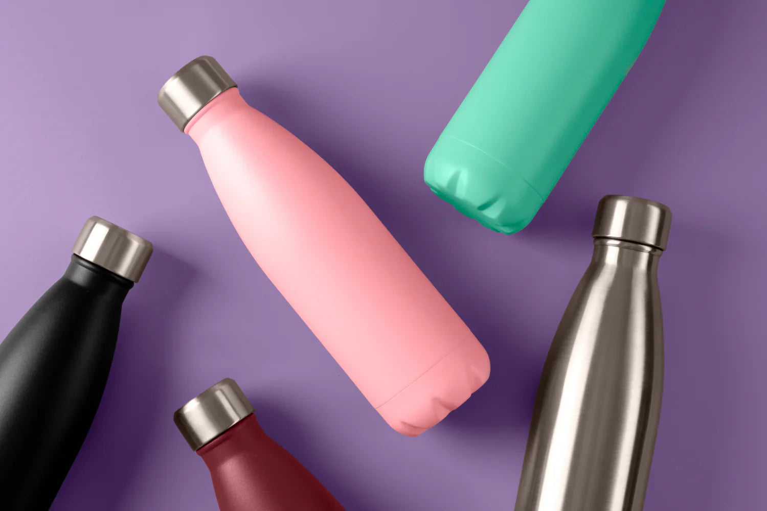 Diverse range of custom corporate merchandise drink bottles, ready for logo printing as premium corporate gifts and effective custom swag.