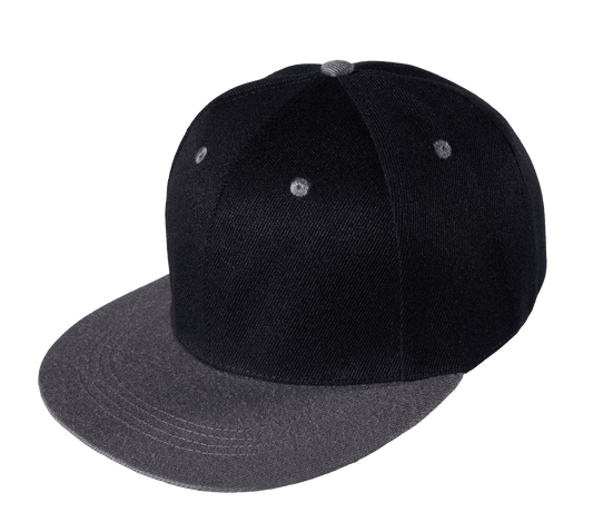 Polyester Two-Tone Snapback Cap - Black