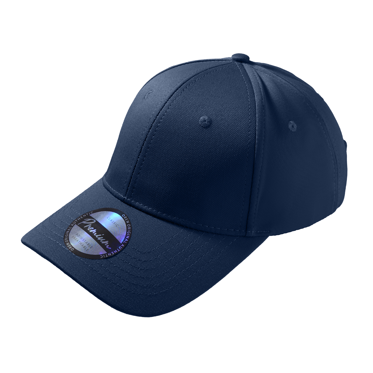 Premium Polyester Baseball Cap with Hologram Visor - Navy