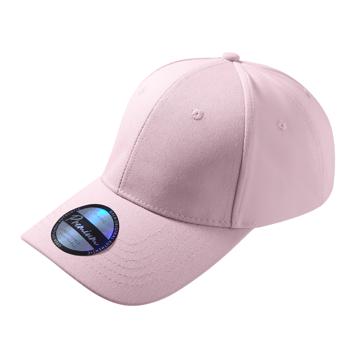 Premium Polyester Baseball Cap with Hologram Visor - Pink