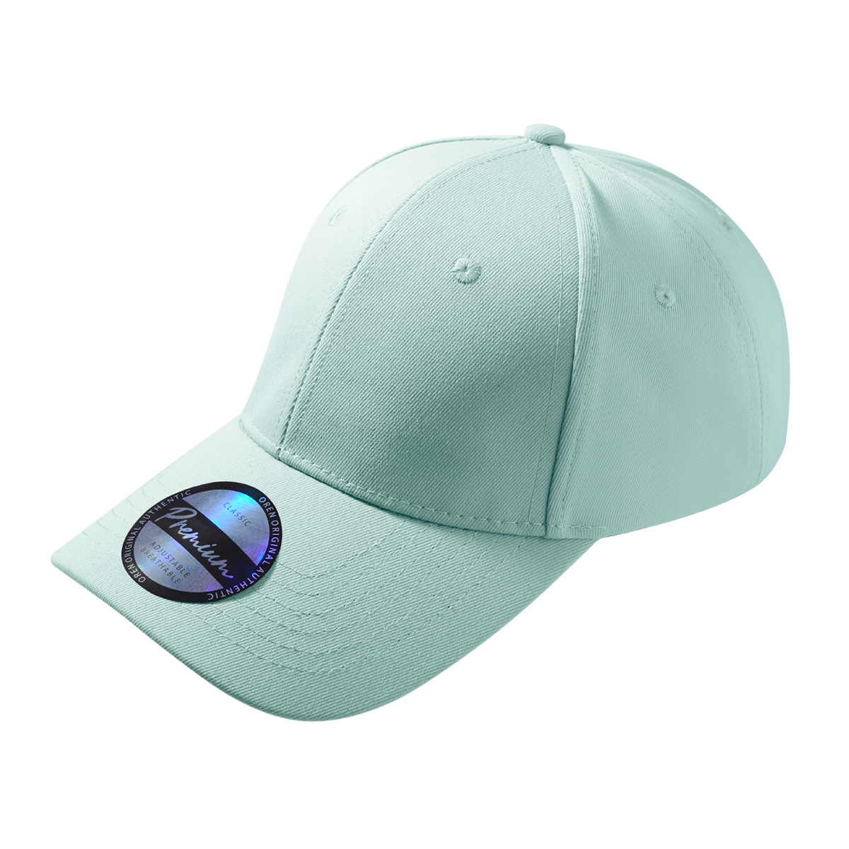 Premium Polyester Baseball Cap with Hologram Visor - Tiffany Blue