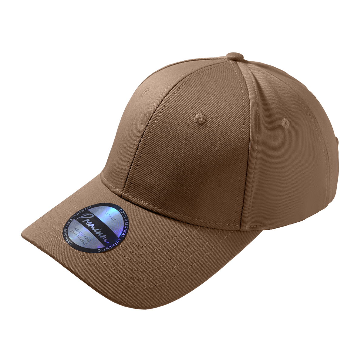 Premium Polyester Baseball Cap with Hologram Visor - Caramel