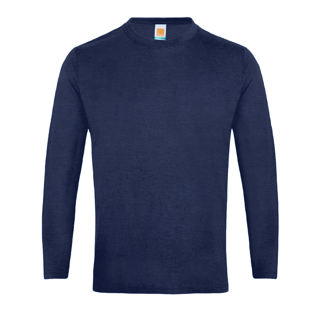 Long Sleeve Comfy Cotton T-Shirt - Dark Blue Melange