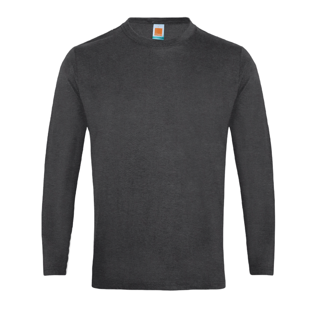 Long Sleeve Comfy Cotton T-Shirt - Dark Grey Melange