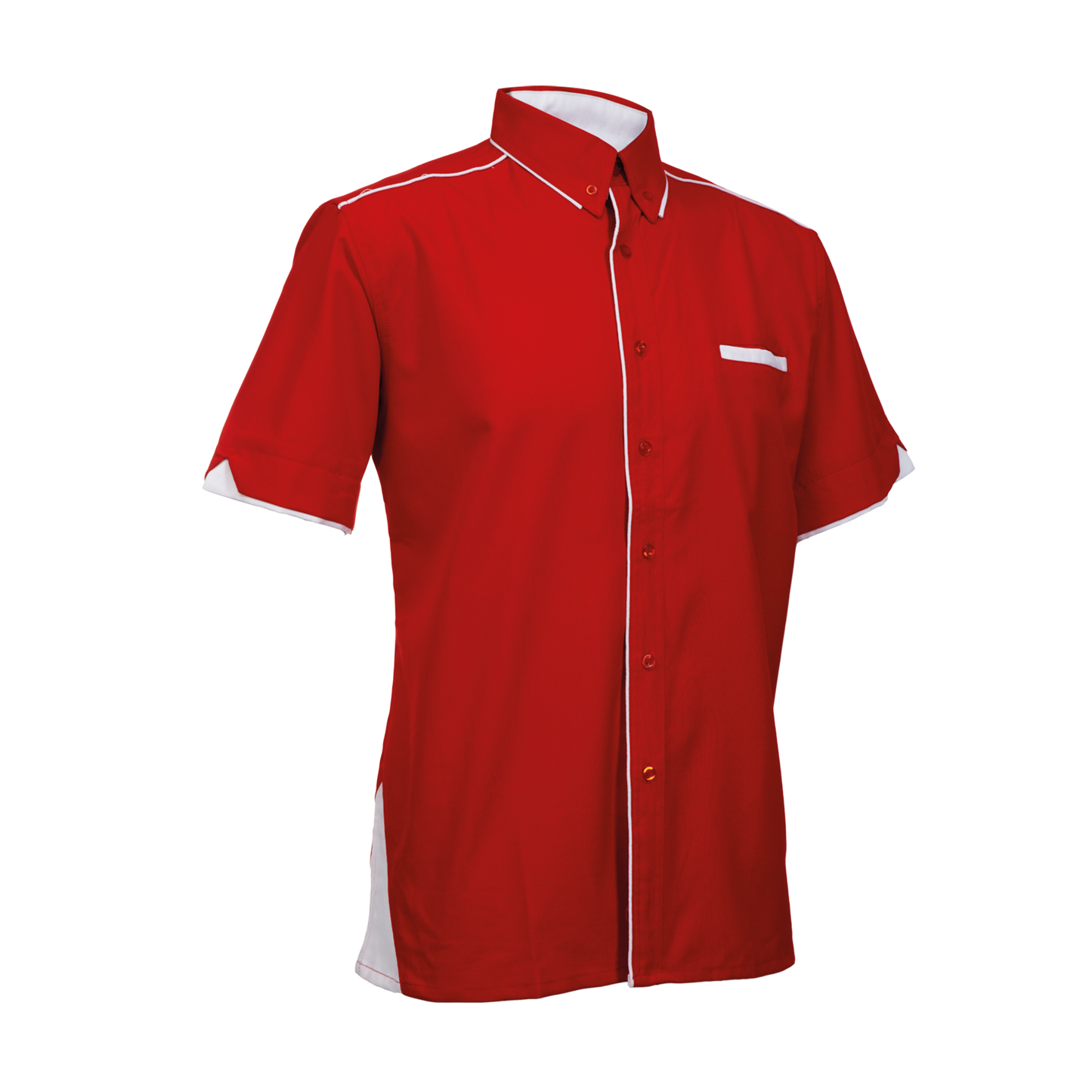 Button-Down Collar Short Sleeve Shirt - Red