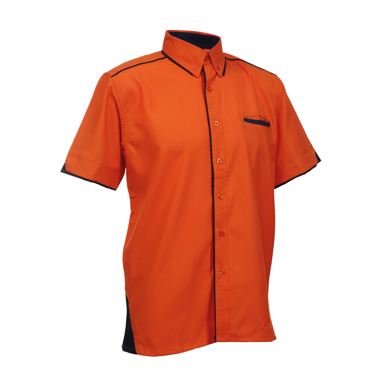 Button-Down Collar Short Sleeve Shirt - Orange