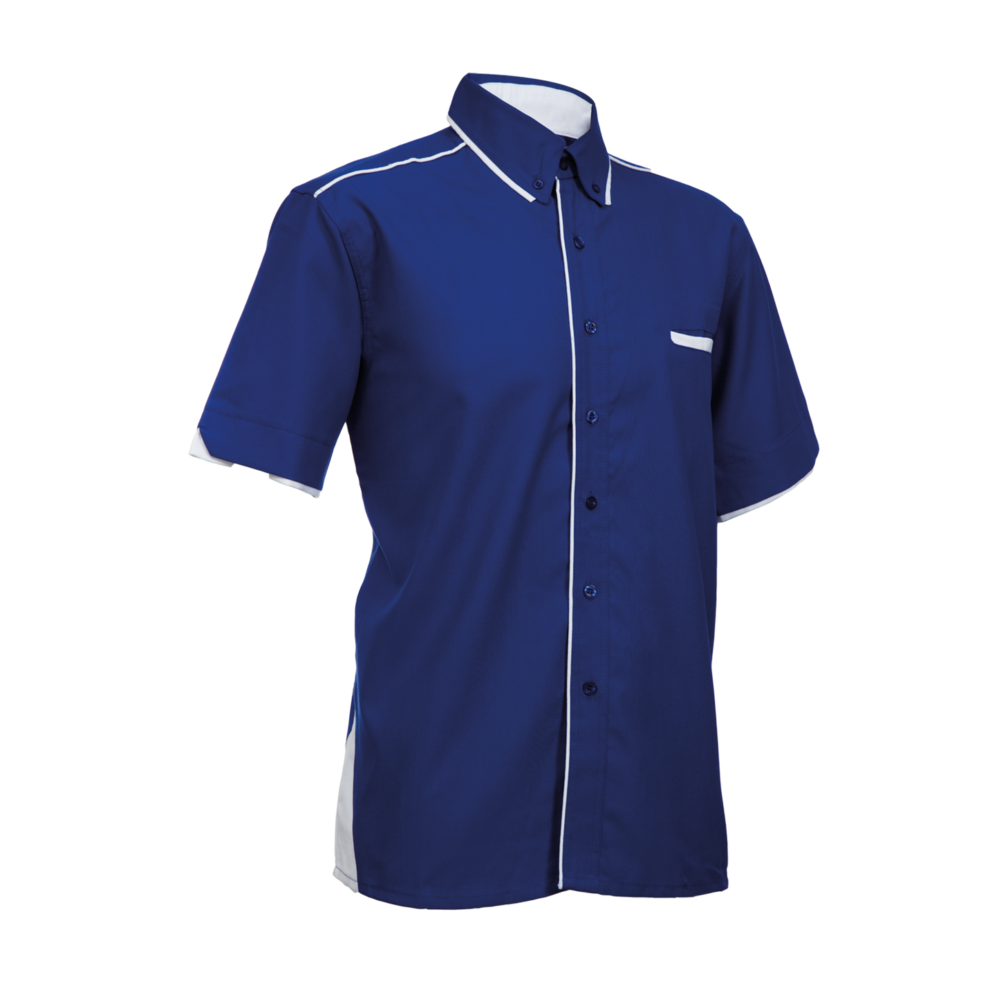 Button-Down Collar Short Sleeve Shirt - Royal Blue
