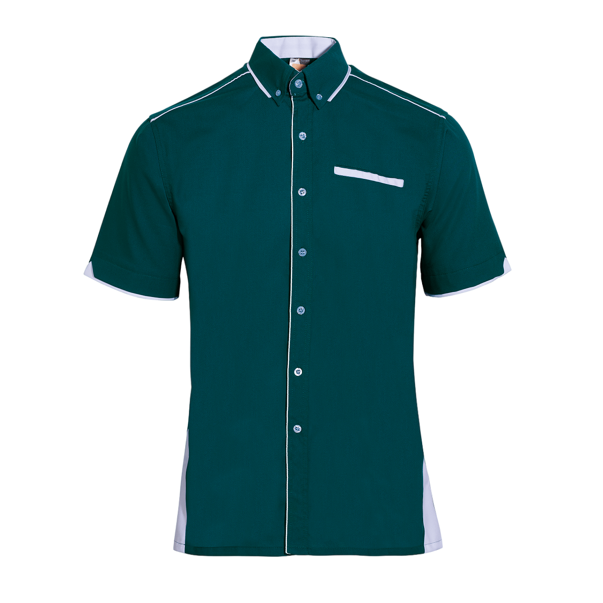 Button-Down Collar Short Sleeve Shirt - Midnight Green