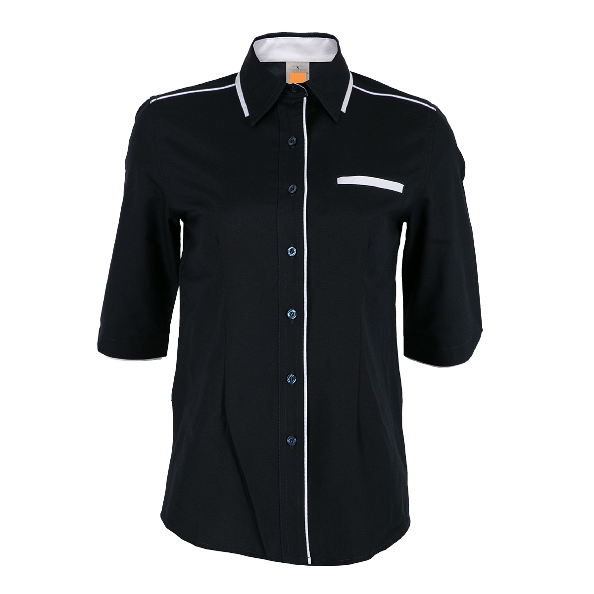 PV Collar 3/4 Sleeve Women's Shirt - Black