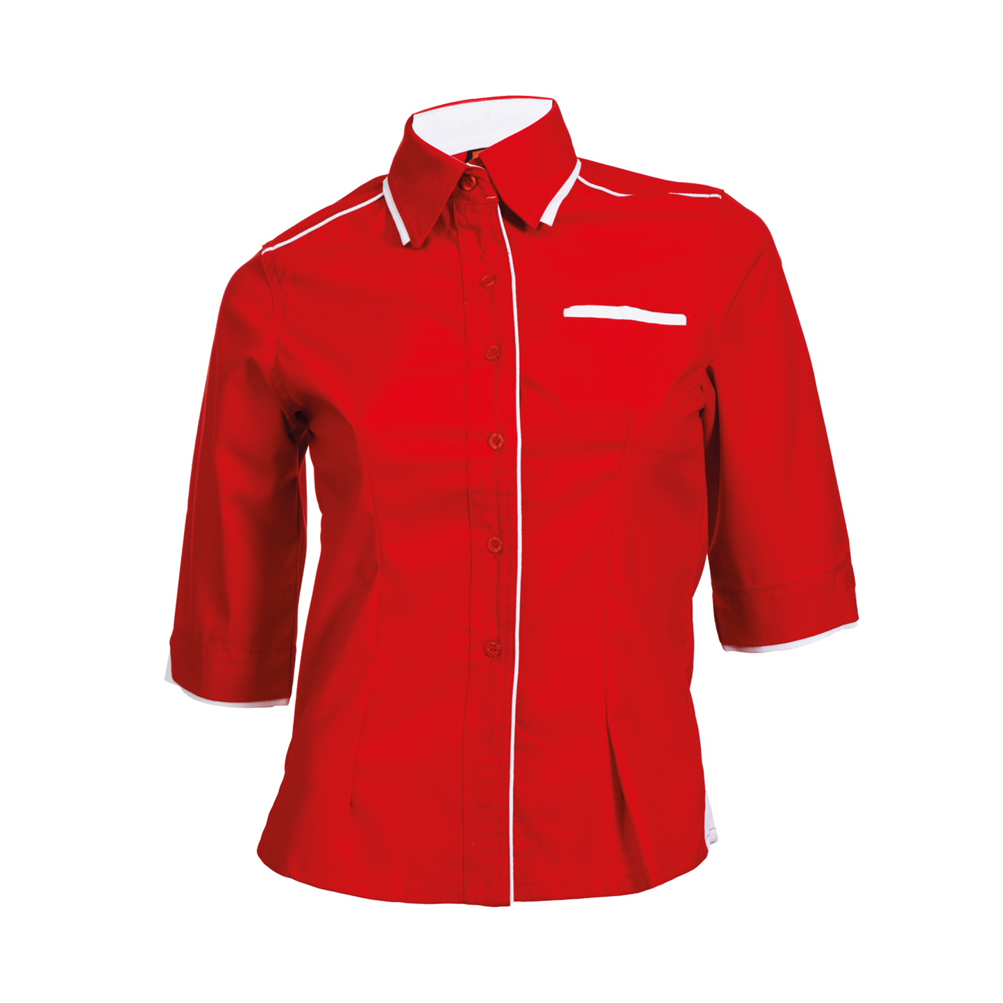 PV Collar 3/4 Sleeve Women's Shirt - Red
