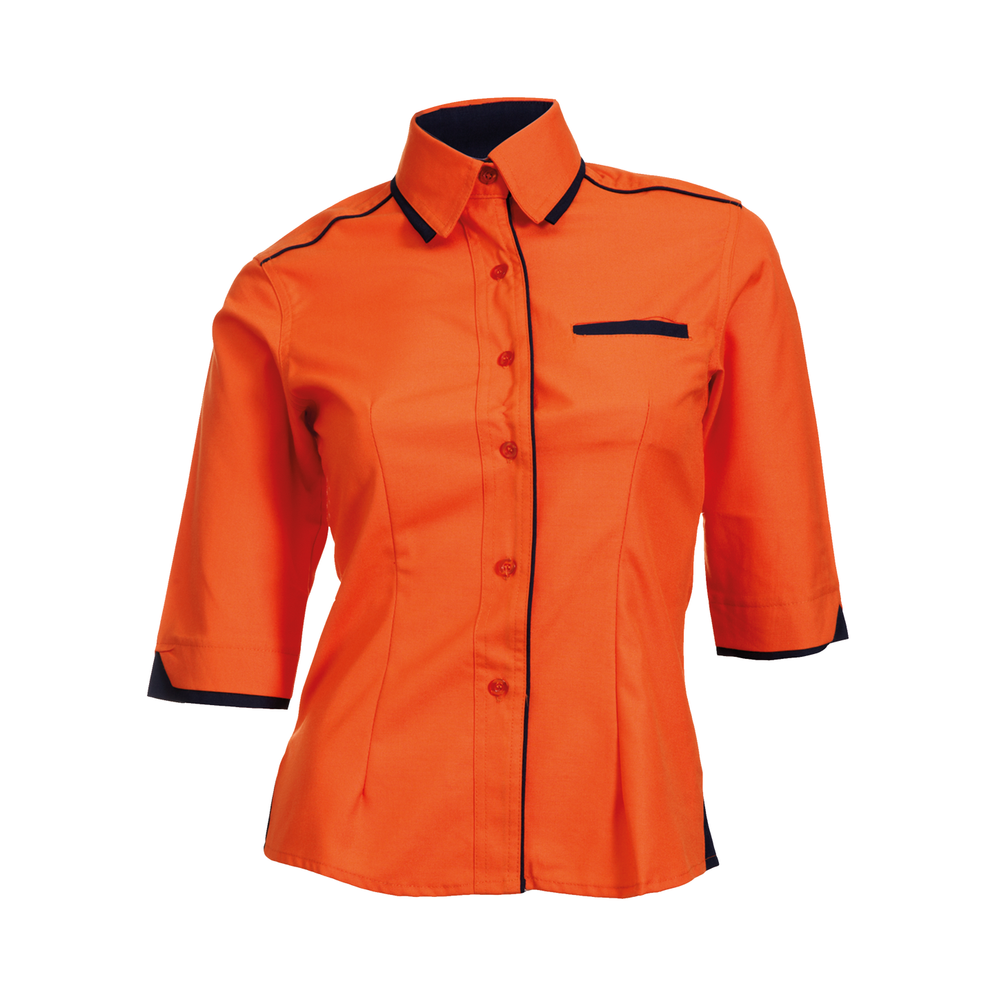 PV Collar 3/4 Sleeve Women's Shirt - Orange
