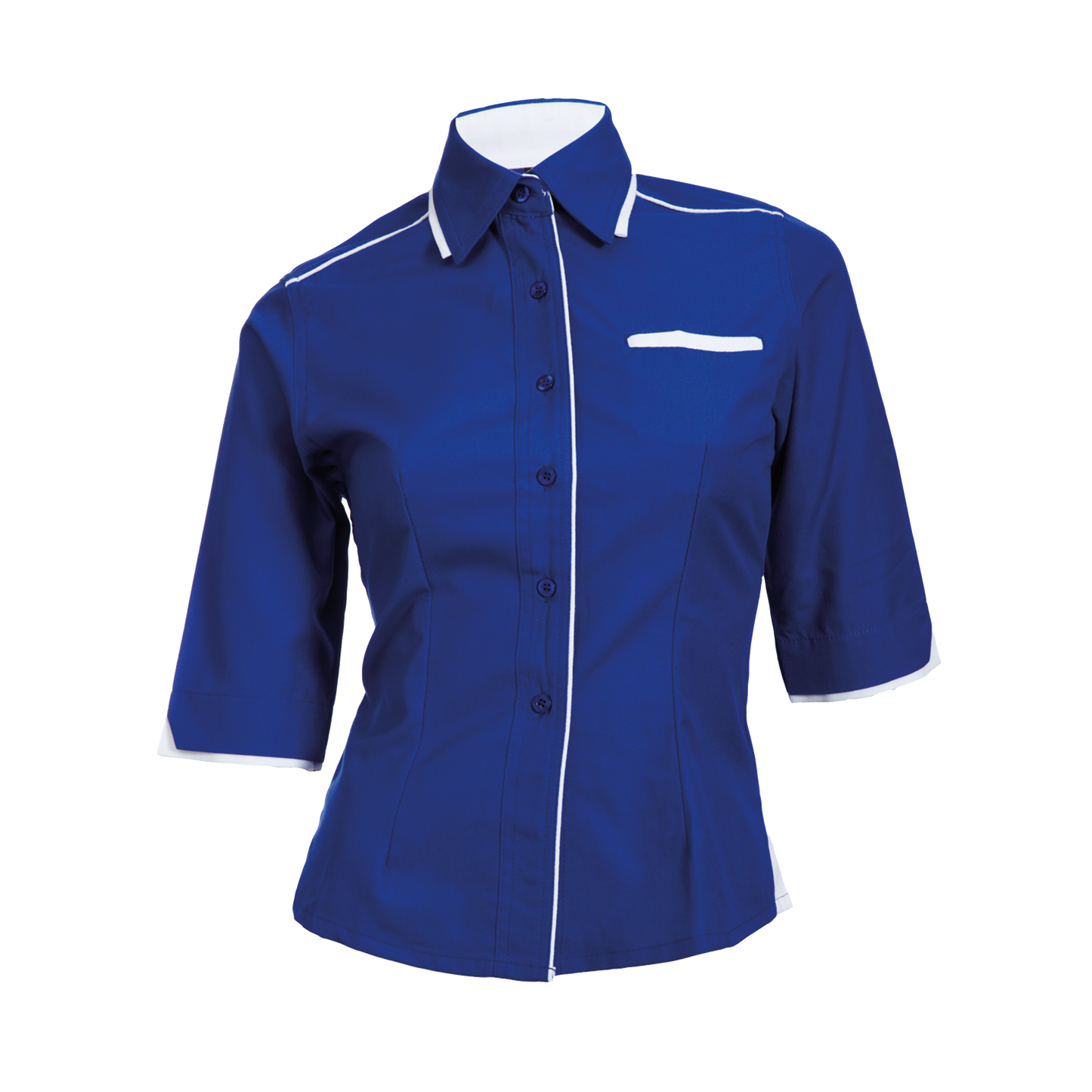 PV Collar 3/4 Sleeve Women's Shirt - Royal Blue