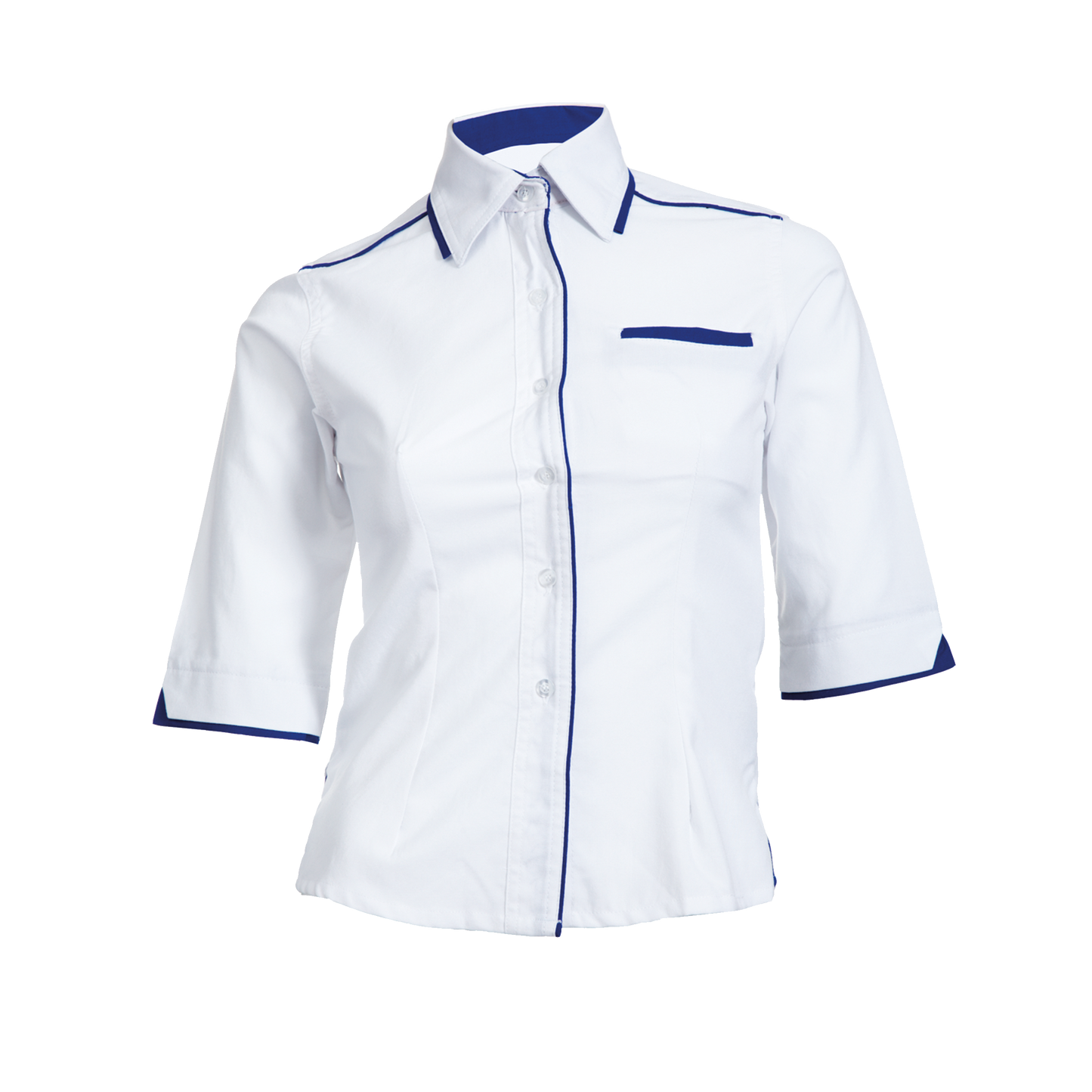 PV Collar 3/4 Sleeve Women's Shirt - White