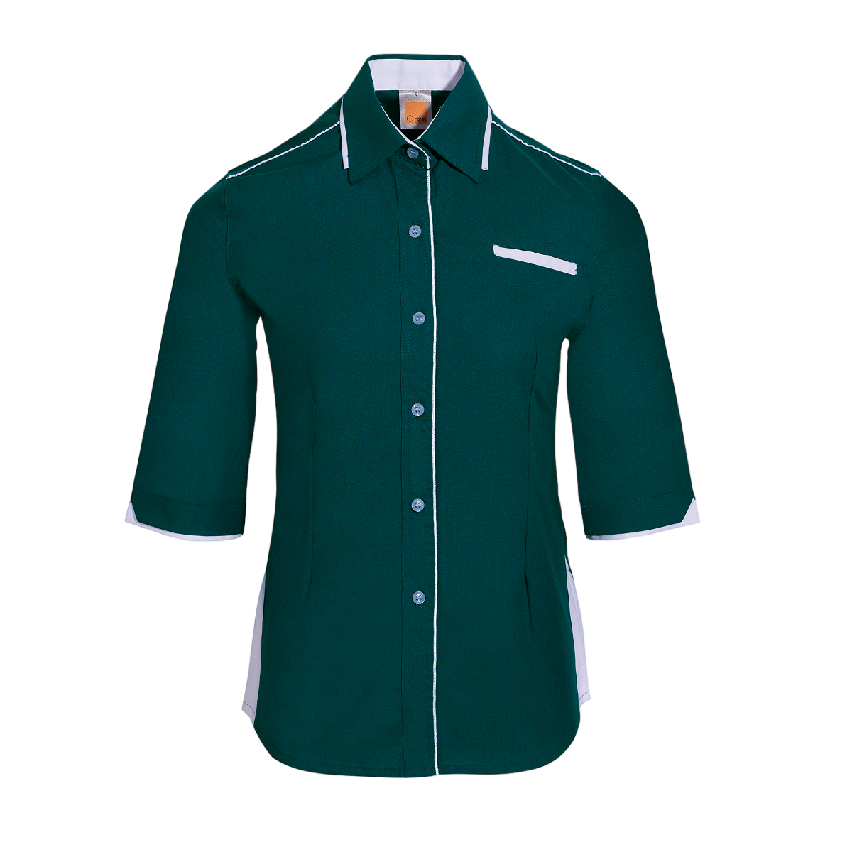 PV Collar 3/4 Sleeve Women's Shirt - Midnight Green