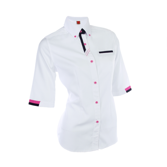 PV Button-Down 3/4 Sleeve Women's Shirt - White