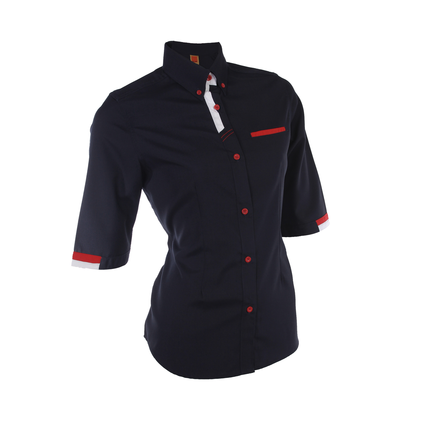 PV Button-Down 3/4 Sleeve Women's Shirt - Black