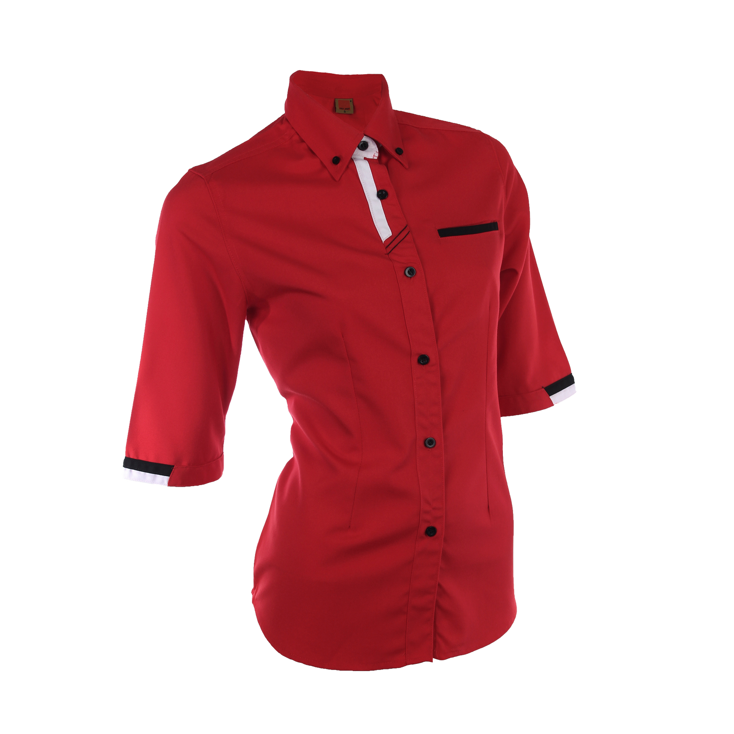 PV Button-Down 3/4 Sleeve Women's Shirt - Red