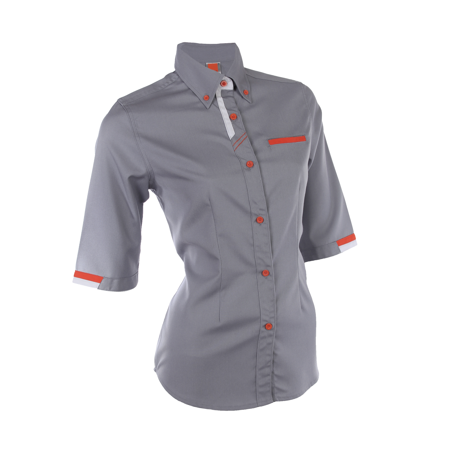 PV Button-Down 3/4 Sleeve Women's Shirt - Dark Grey