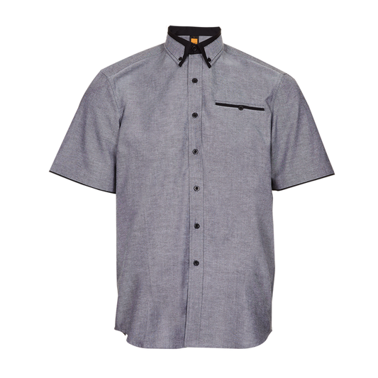 Oxford Button-Down Short Sleeve Shirt - Black