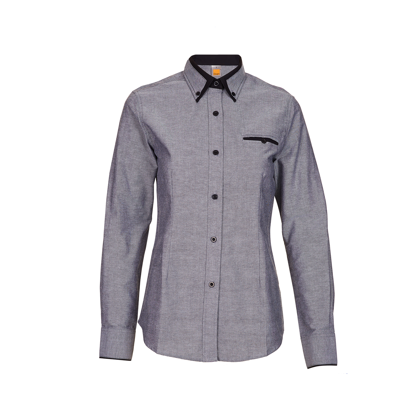 Oxford Button-Down Long Sleeve Women's Shirt - Black