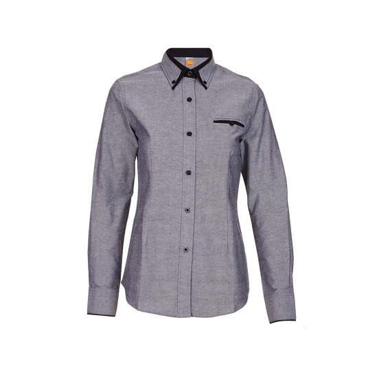 Oxford Button-Down Long Sleeve Women's Shirt - Black