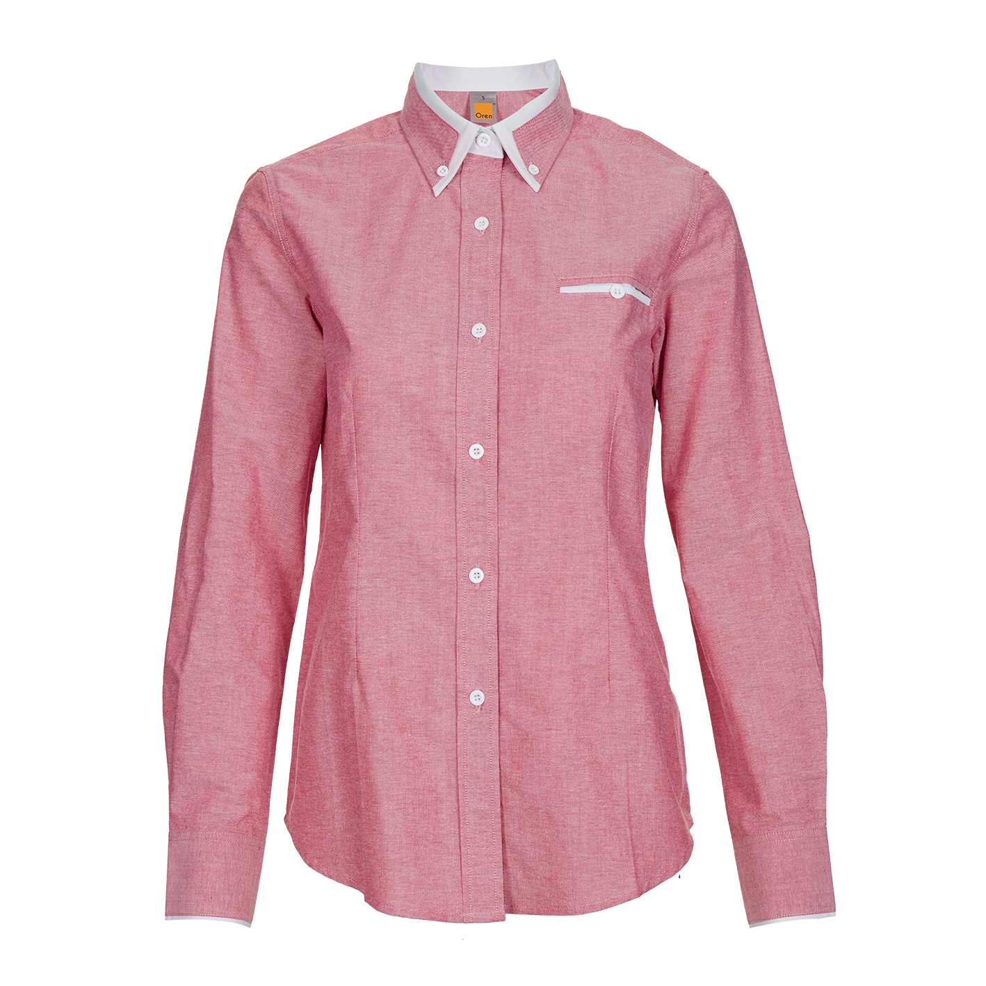 Oxford Button-Down Long Sleeve Women's Shirt - Red