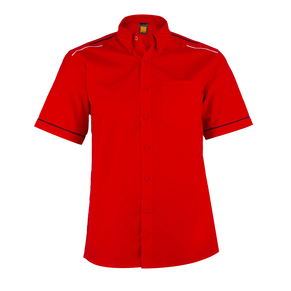 Colour Block Button-Down Shirt - Red