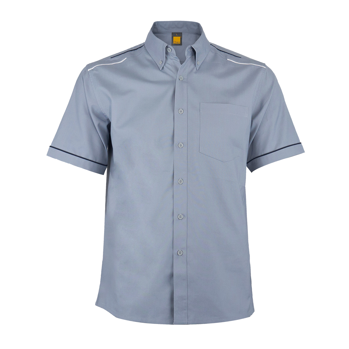Colour Block Button-Down Shirt - Dark Grey
