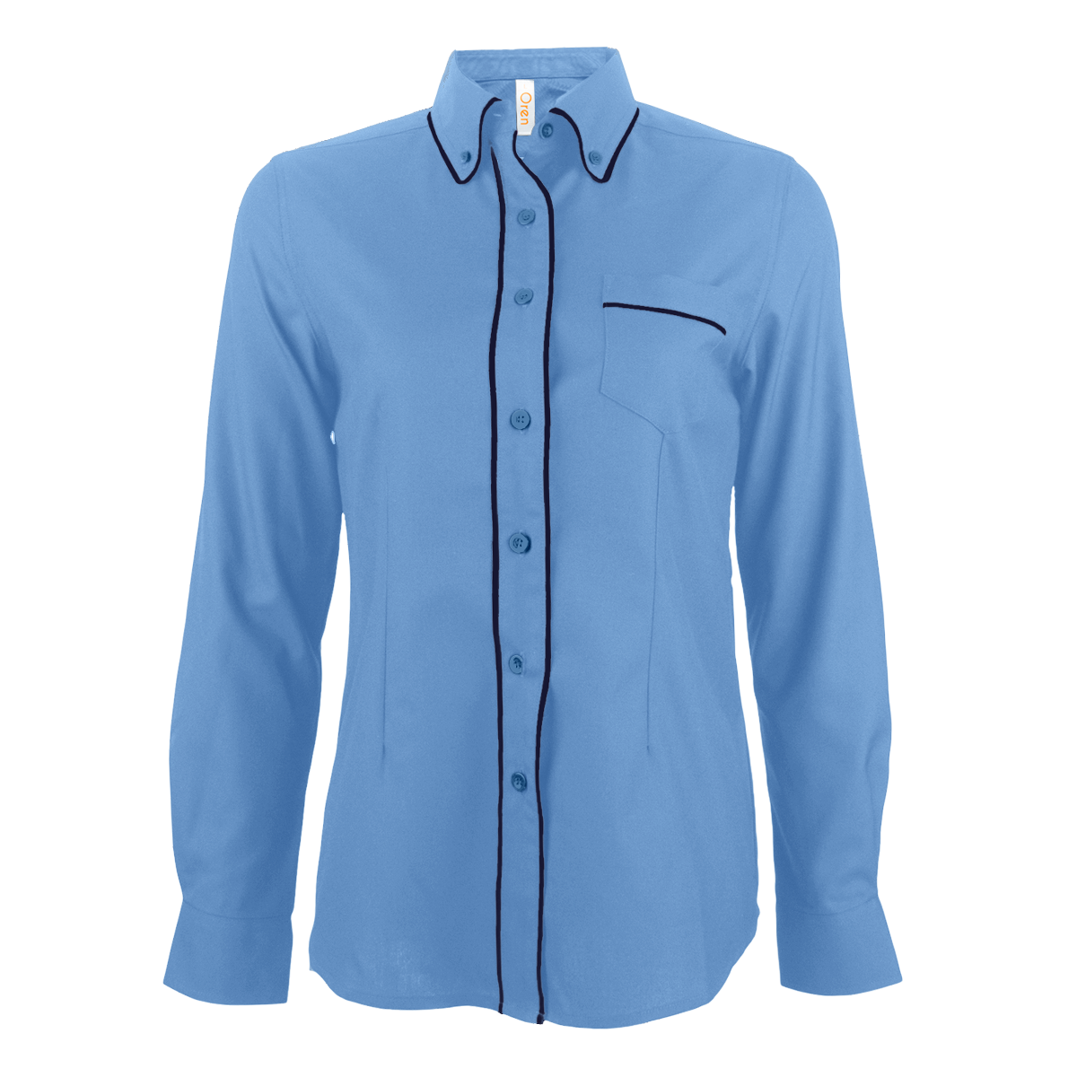 Long Sleeve Button-Down Women's Shirt - Light Blue