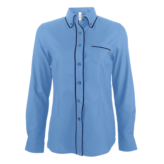 Long Sleeve Button-Down Women's Shirt - Light Blue