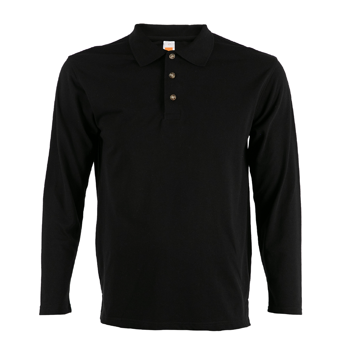 Honeycomb Long Sleeve Polo Shirt - Black