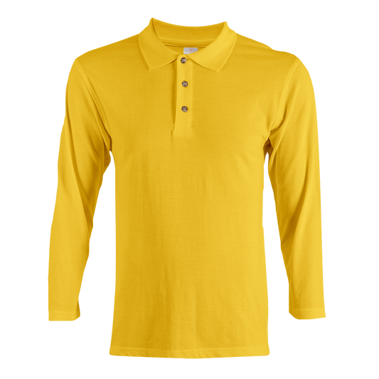 Honeycomb Long Sleeve Polo Shirt - Golden Yellow