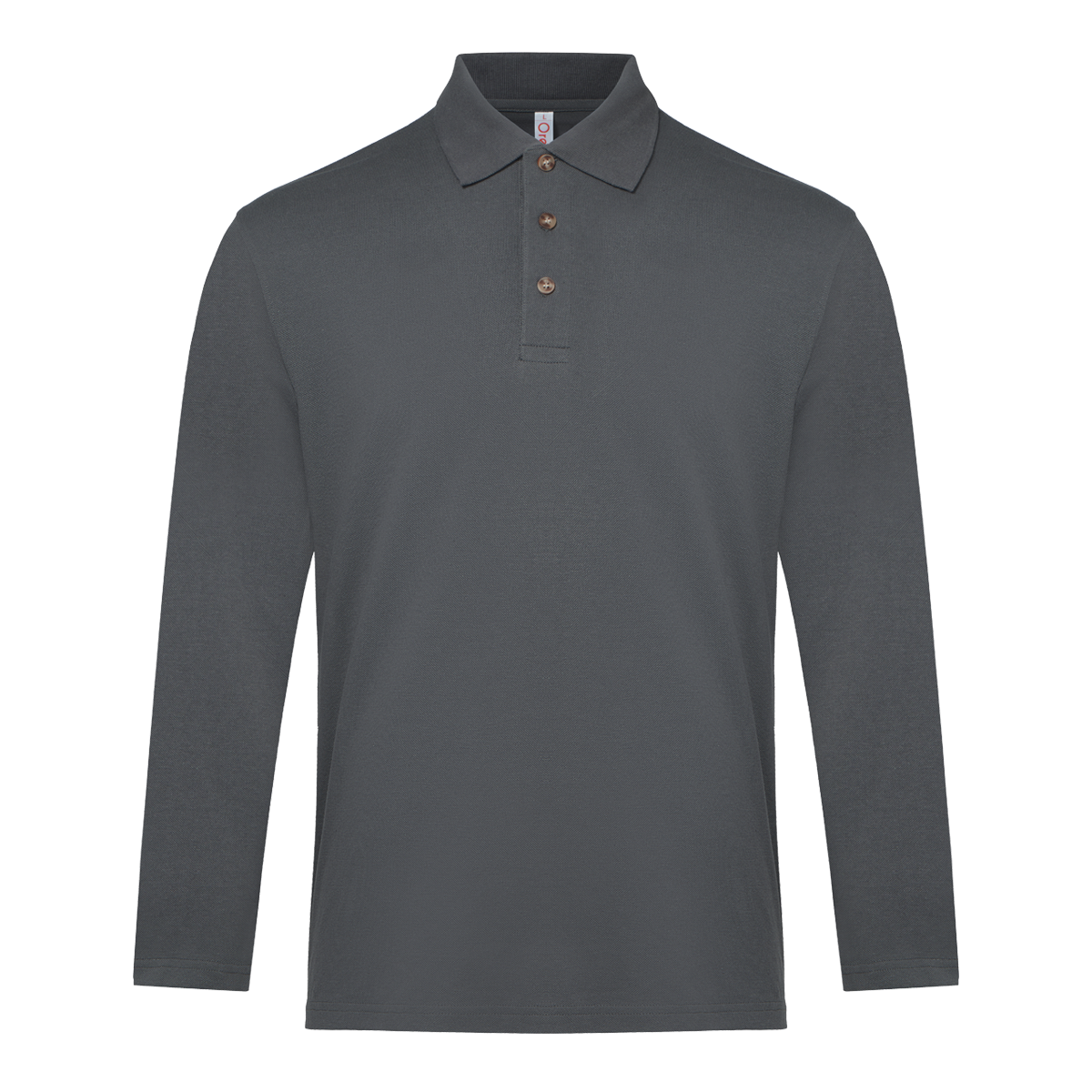 Honeycomb Long Sleeve Polo Shirt - Dark Grey