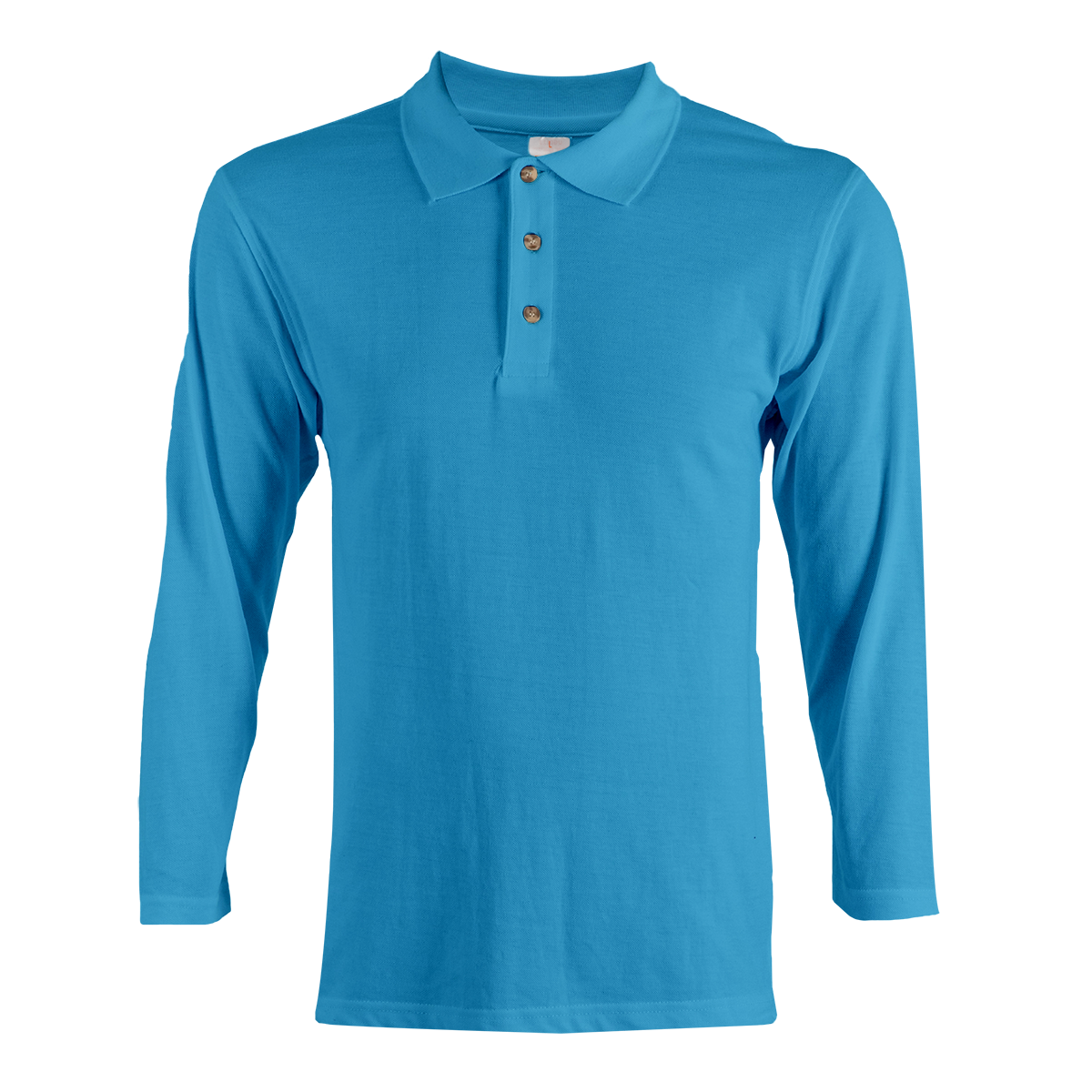 Honeycomb Long Sleeve Polo Shirt - Sea Blue