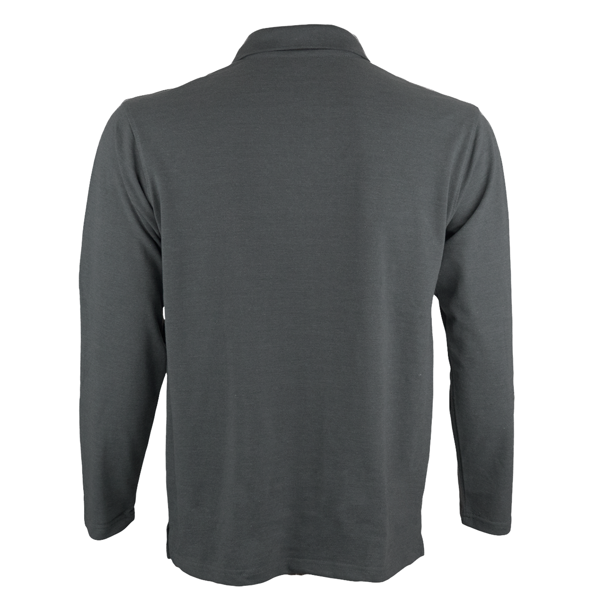 Honeycomb Long Sleeve Polo Shirt - Dark Grey Melange