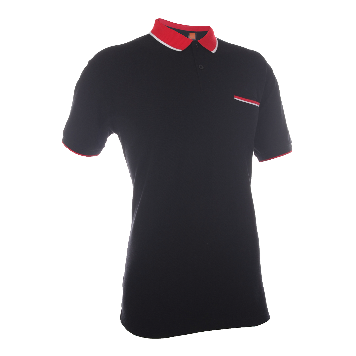 Honeycomb Tipped Collar Polo Shirt with Hidden Pocket - Black